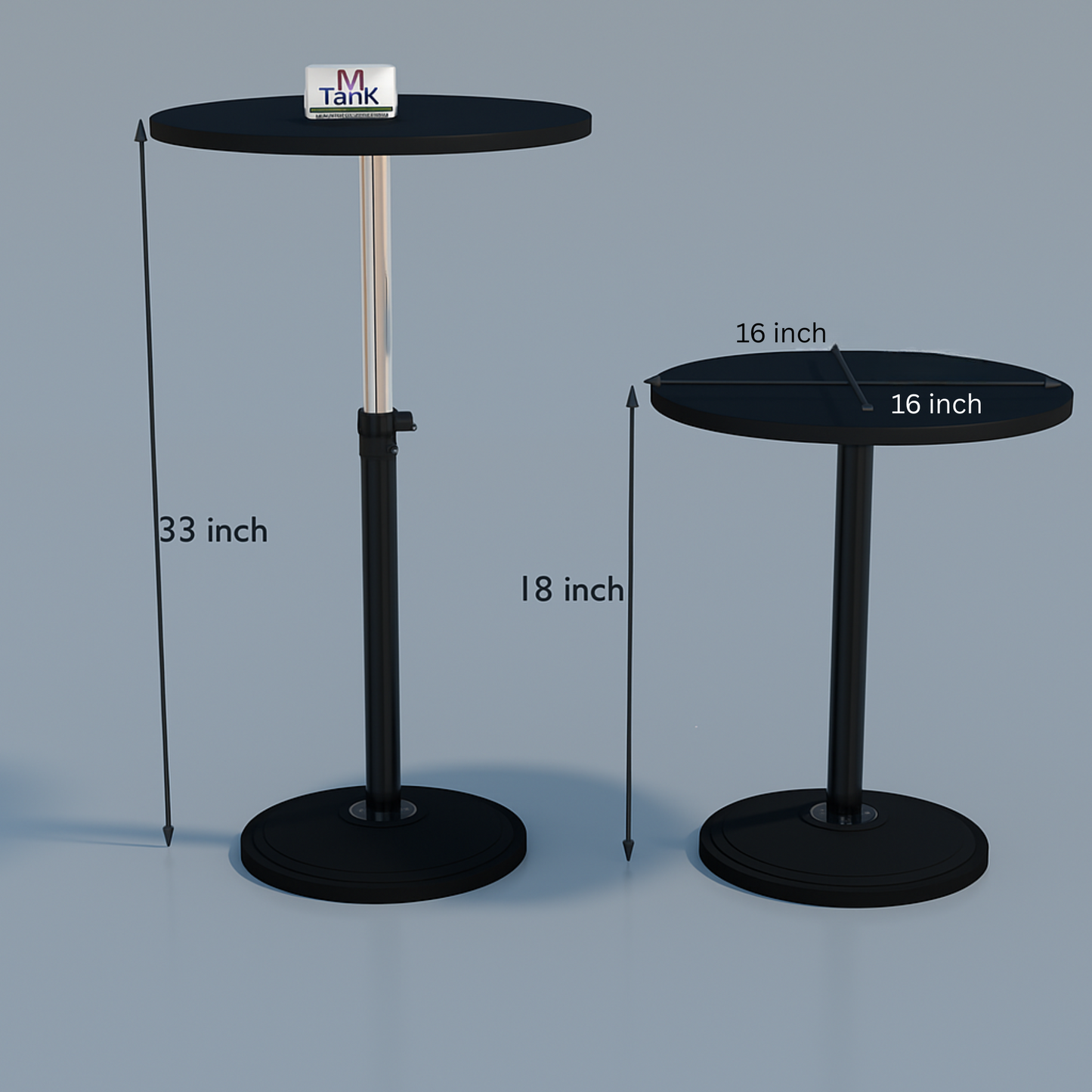 MTANK Adjustable Height Side Table for Sofa & Bed | White Multipurpose Round Coffee Table with Metal Base for Livingroom|