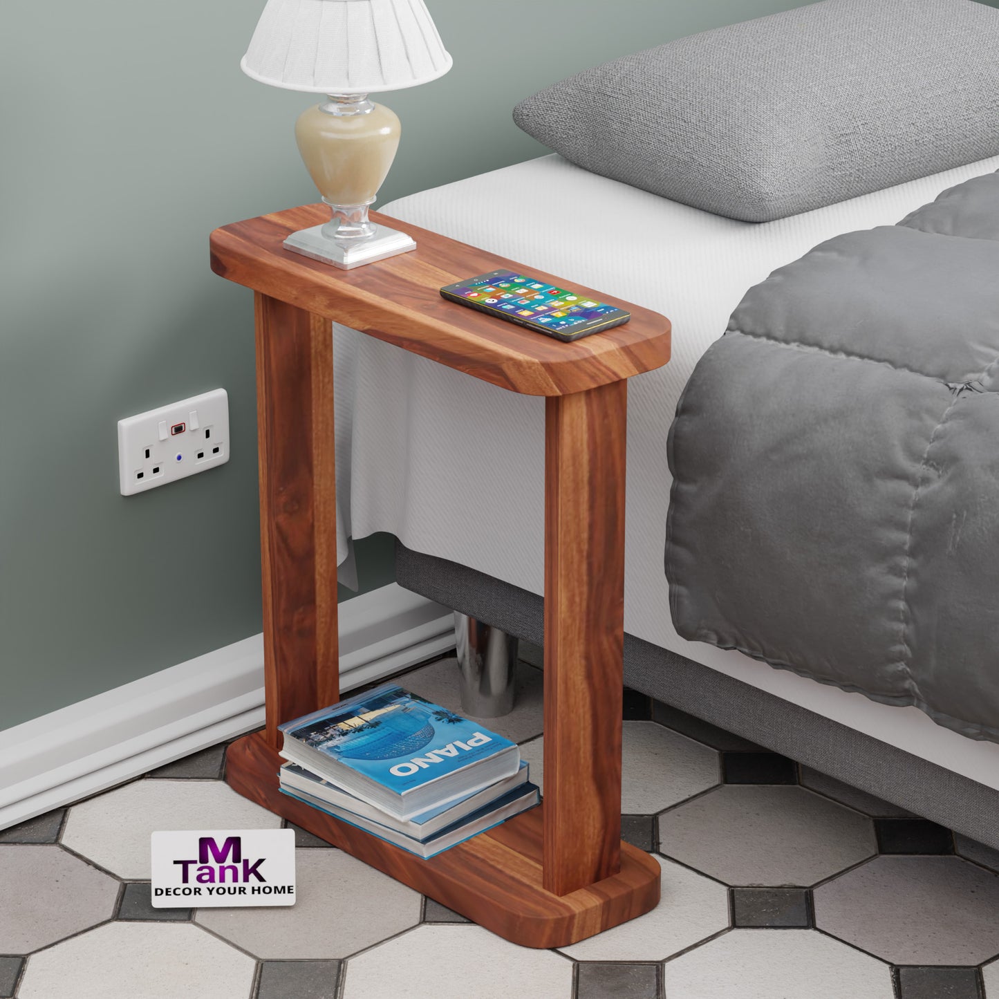 MTANK Solid Sheesham Wood Sofa Side Table| Bed Side End Table| Side Table for Living Room & Bedroom |(Sofa side)|