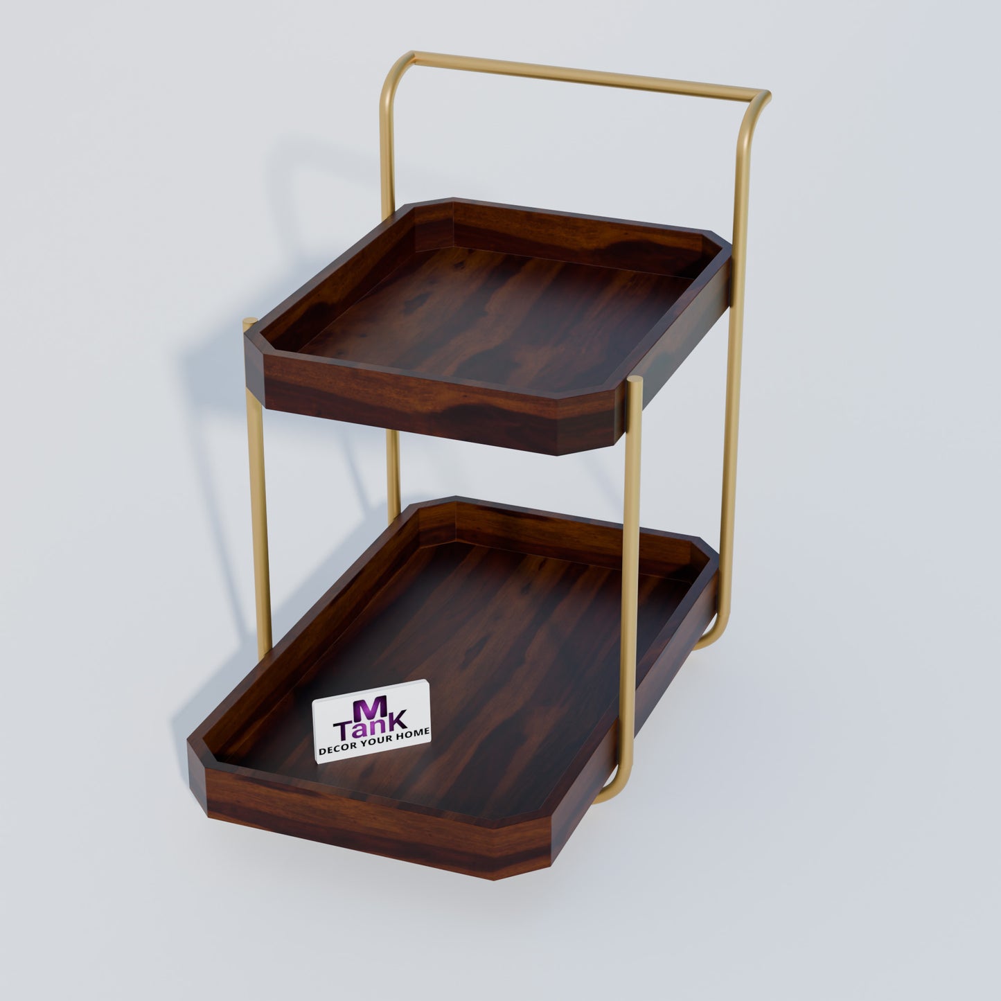 MTANK Wooden Walnut Finish Serving Trolly| Modern Kitchen Storage Cart| Serve Tea, Coffee & Food| (Trolly-W)