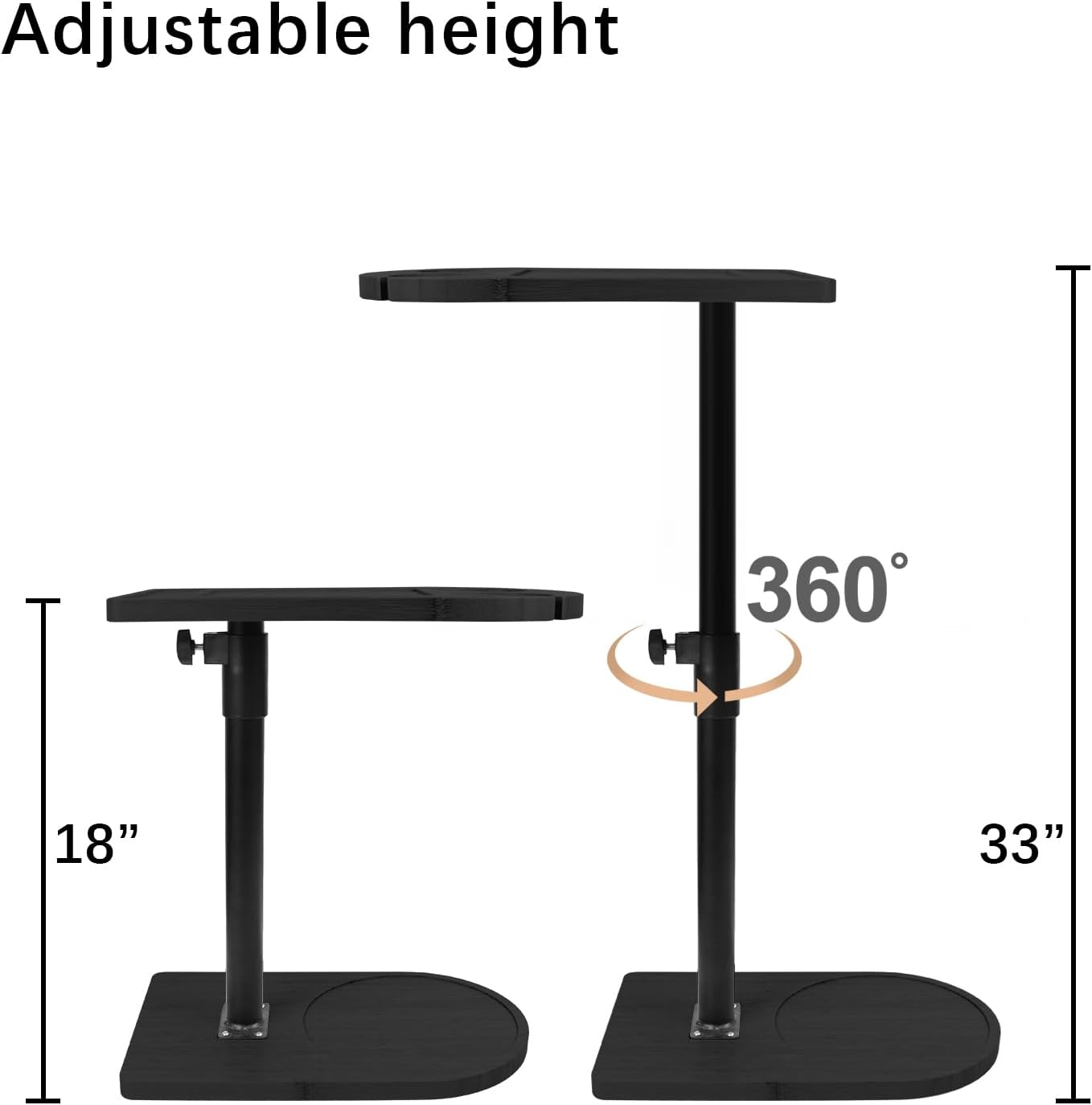 MTANK Adjustable Couch Side Table Stand | 360° Rotating C-Shaped Table | Top Moving Side Table| (NB)