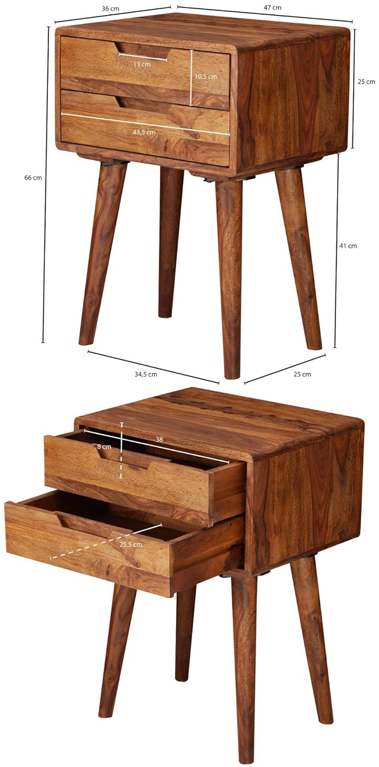 MTANK Solid Sheesham Wood Bedside Table| End Table with 2 Drawer Storage for Bedroom | (Bedside)|)