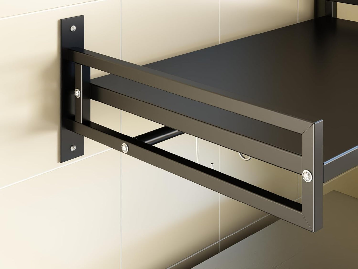 MTANK Wall Mount Microwave Oven Stand – Industrial Wooden & Metal Shelf for Kitchen Storage, Oven & Toaster ||