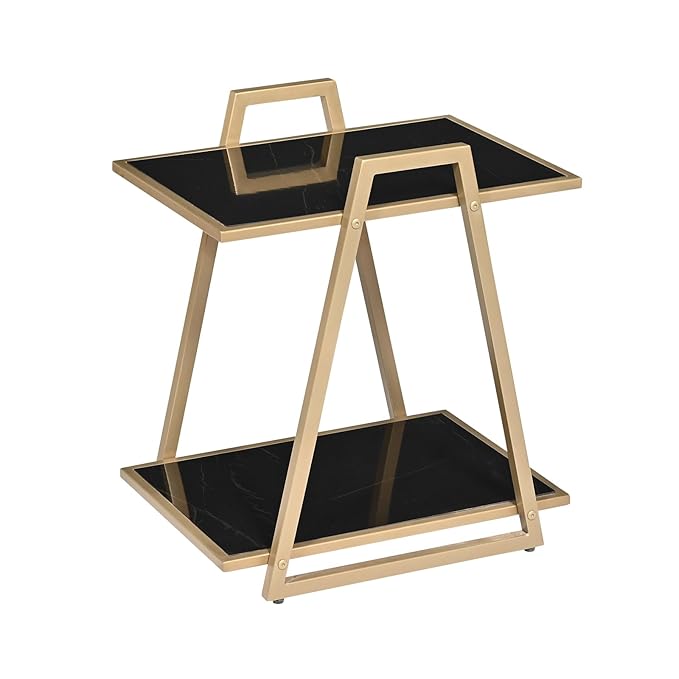 MTANK Gray&Gold End Table| Marble Finish Luxury, Premium Side Table for Bedroom Living Room|(Triangle-G)