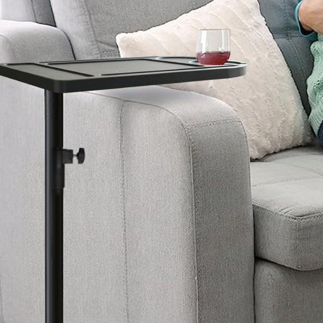 MTANK Couch Side Table| 360° Moving C-Shaped End Table| Slides Under Couch & Bed| (CNC)