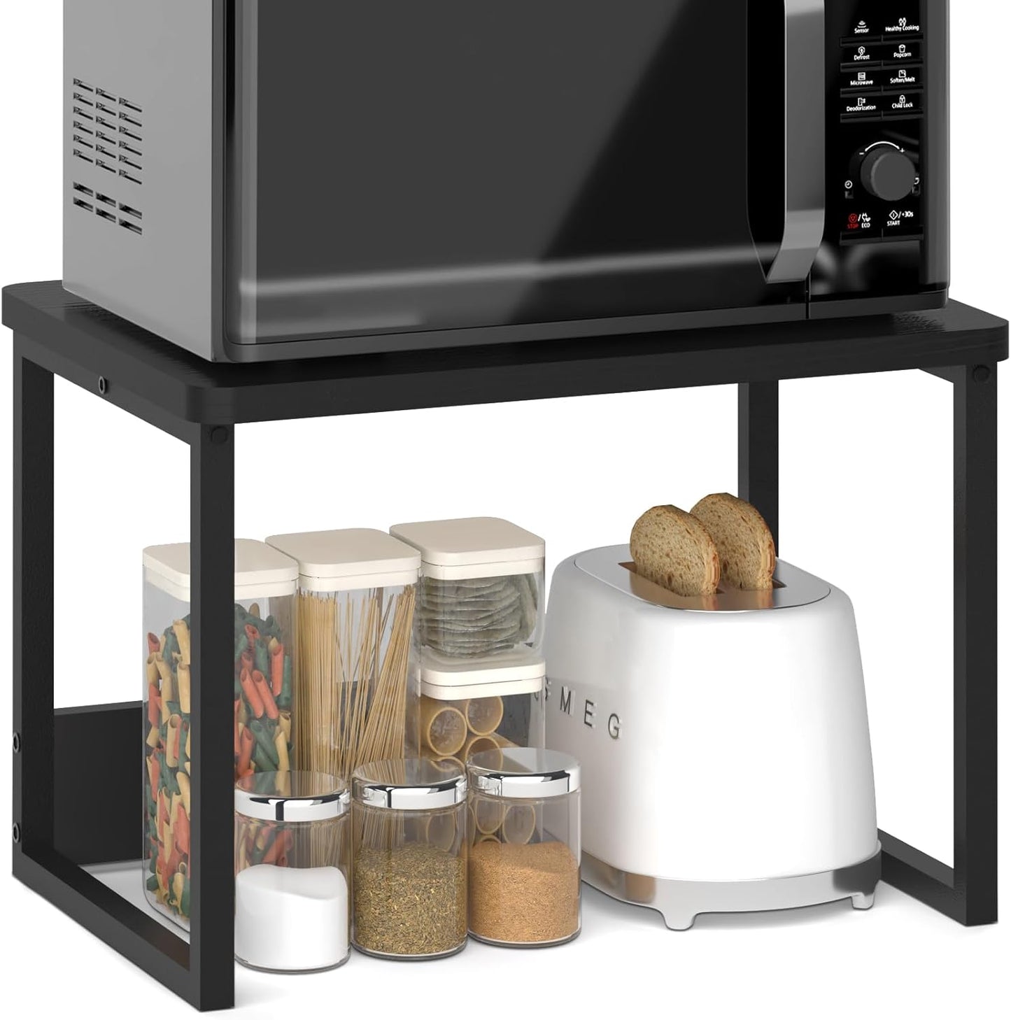 MTANK Microwave Stand – Kitchen Spice Rack Organizer Jar Organizer Stand for Countertop for Toaster, Jars, Cookware & Utensils|