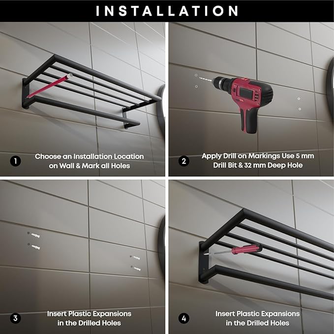 MTANK Hanger Stand for Towel & Clothes| Stylish Towel Rack for Bathroom| Floating Wall Rack for Bathroom Accessories|(Bathroom stand)