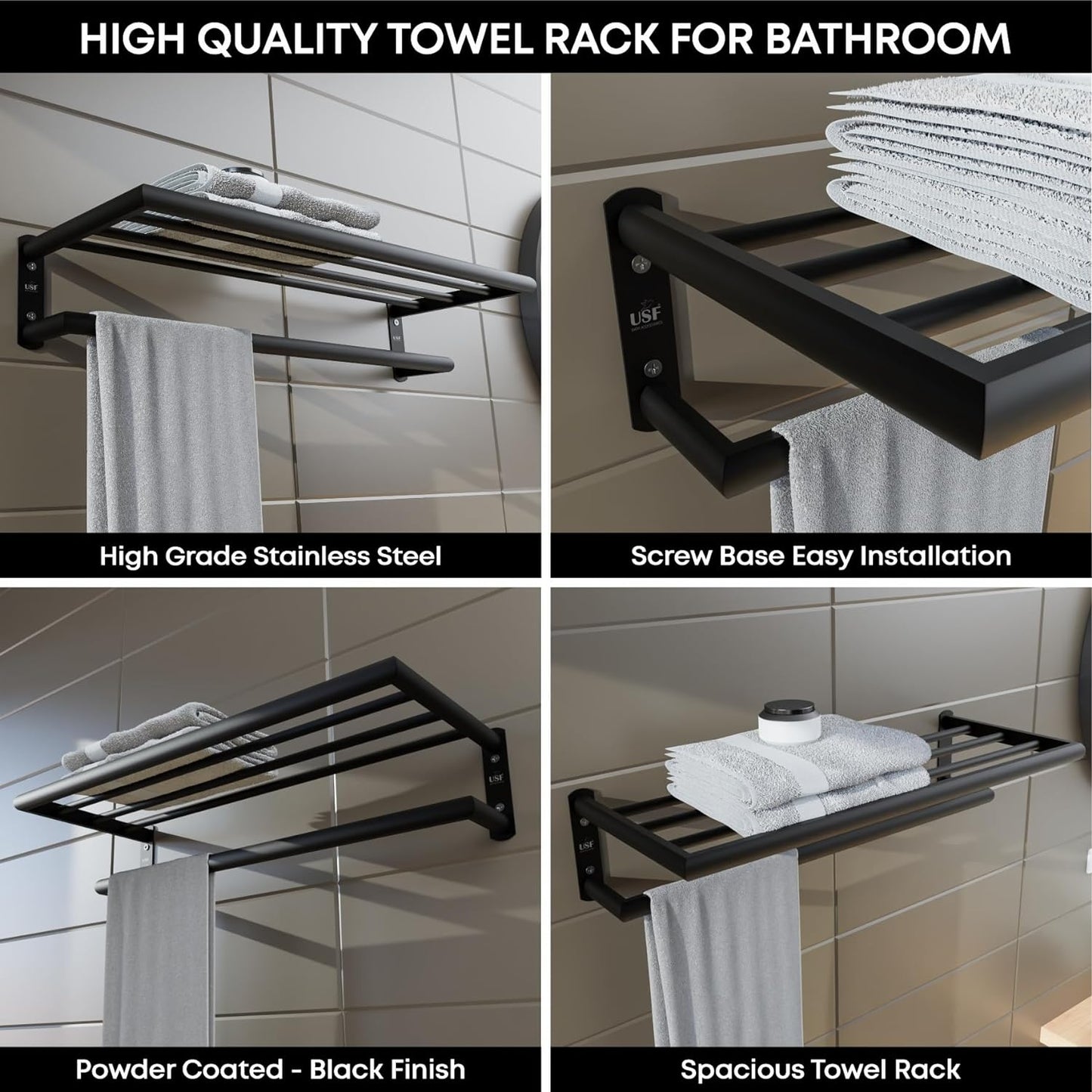 MTANK Hanger Stand for Towel & Clothes| Stylish Towel Rack for Bathroom| Floating Wall Rack for Bathroom Accessories|(Bathroom stand)