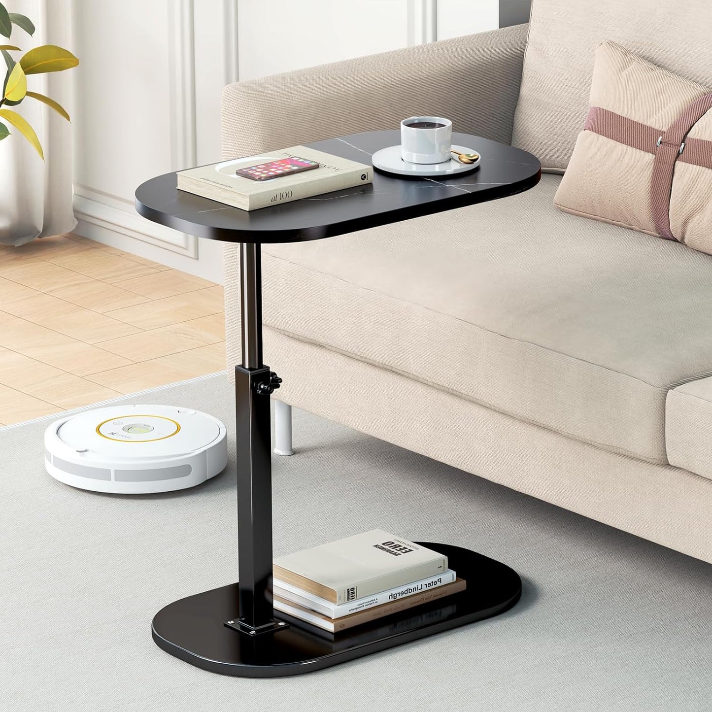 MTANK Adjustable Couch Side Table Stand | 360° Rotating C-Shaped Table | Top Moving Side Table| (NB)