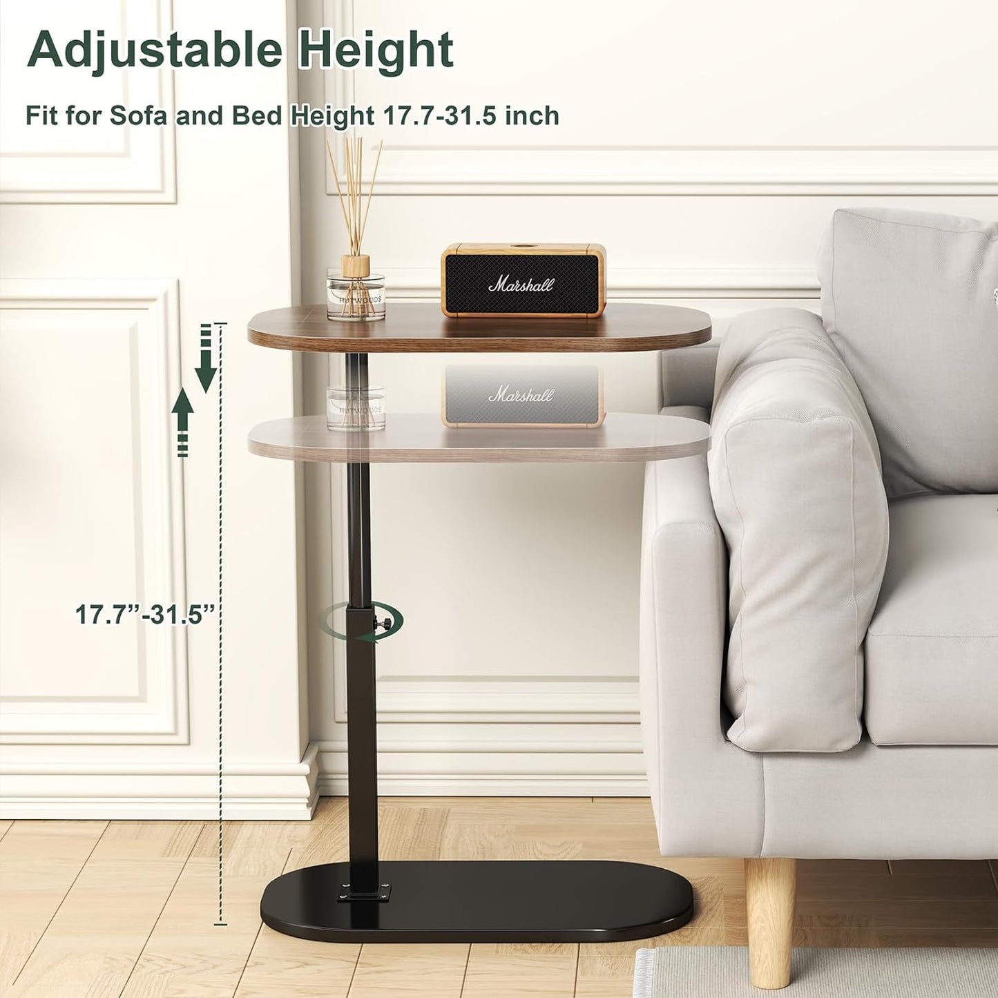 MTANK Adjustable Couch Side Table Stand | 360° Rotating C-Shaped Table | Top Moving Side Table| (NB)