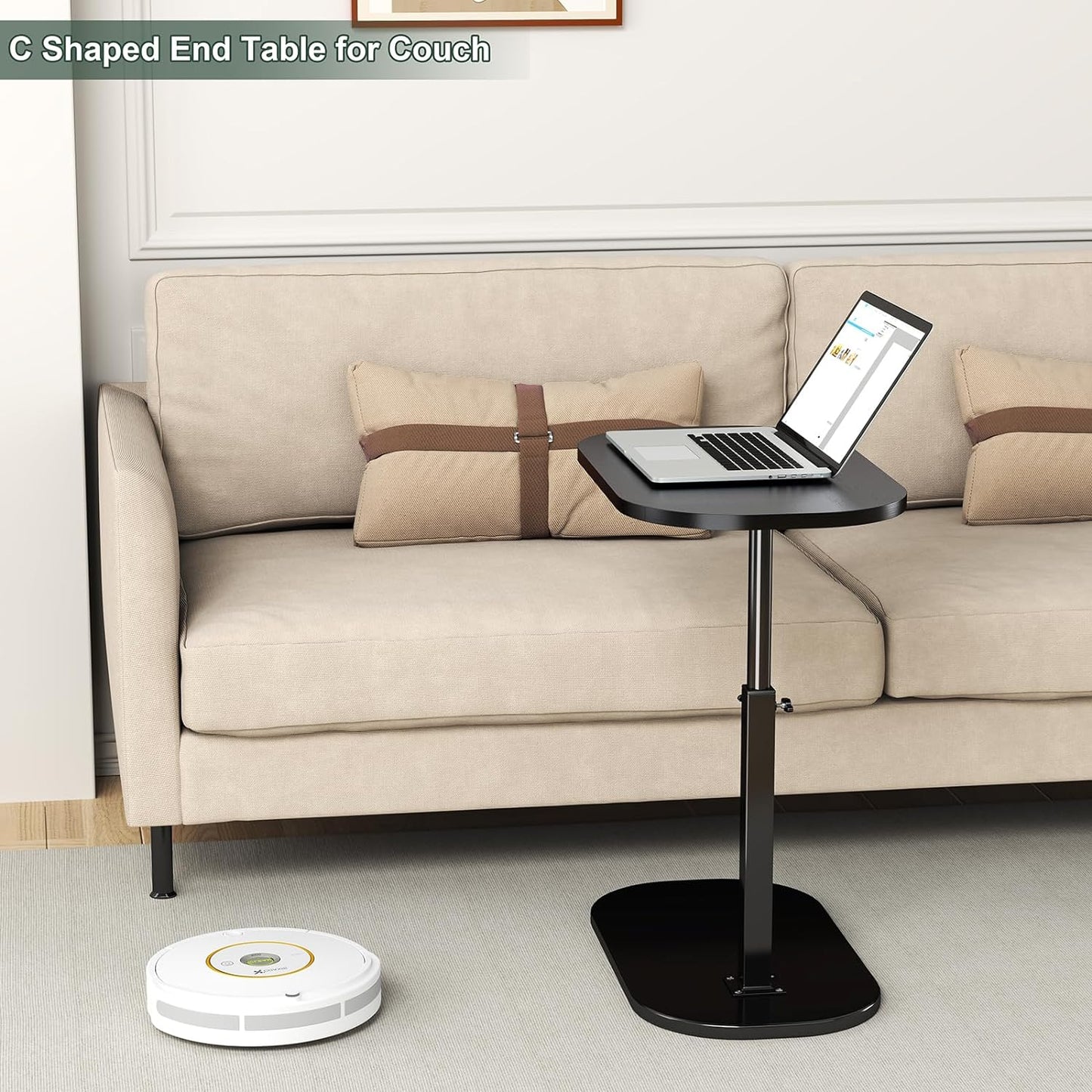 MTANK Adjustable Couch Side Table Stand | 360° Rotating C-Shaped Table | Top Moving Side Table| (NB)