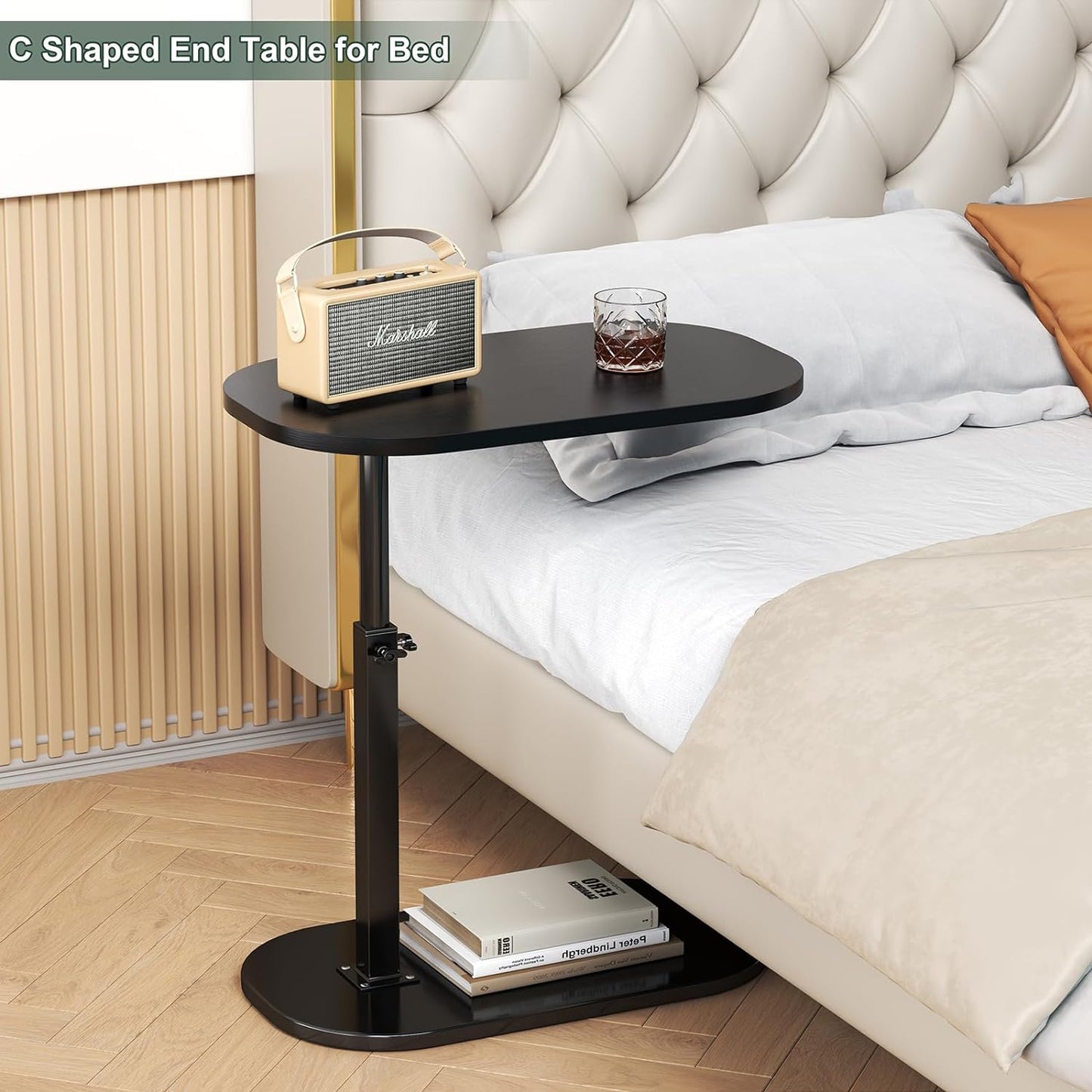 MTANK Adjustable Couch Side Table Stand | 360° Rotating C-Shaped Table | Top Moving Side Table| (NB)