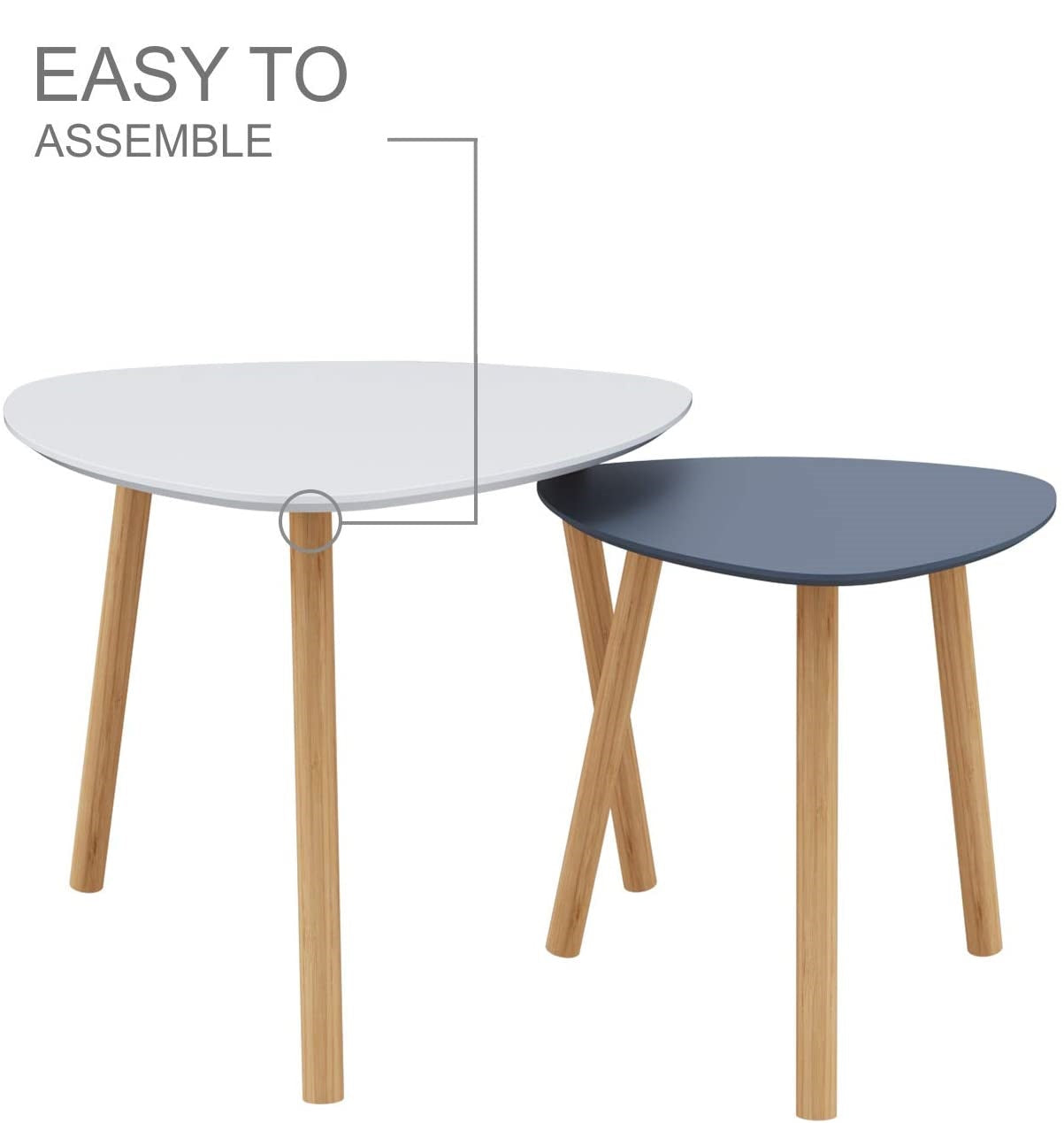 MTANK Wooden Coffee Table | Triangle Nesting End Table With Bamboo For Living Room | Modern Coffee Table For Office and Home| (WG)