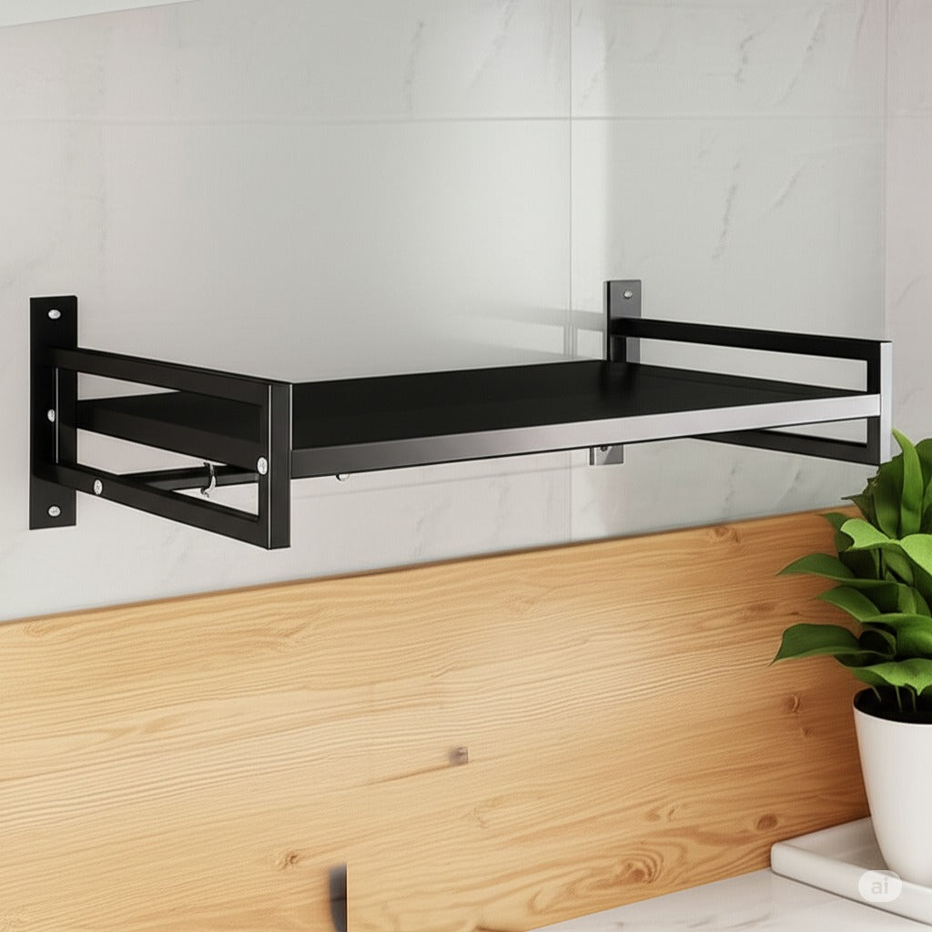 MTANK Wall Mount Microwave Oven Stand – Industrial Wooden & Metal Shelf for Kitchen Storage, Oven & Toaster ||