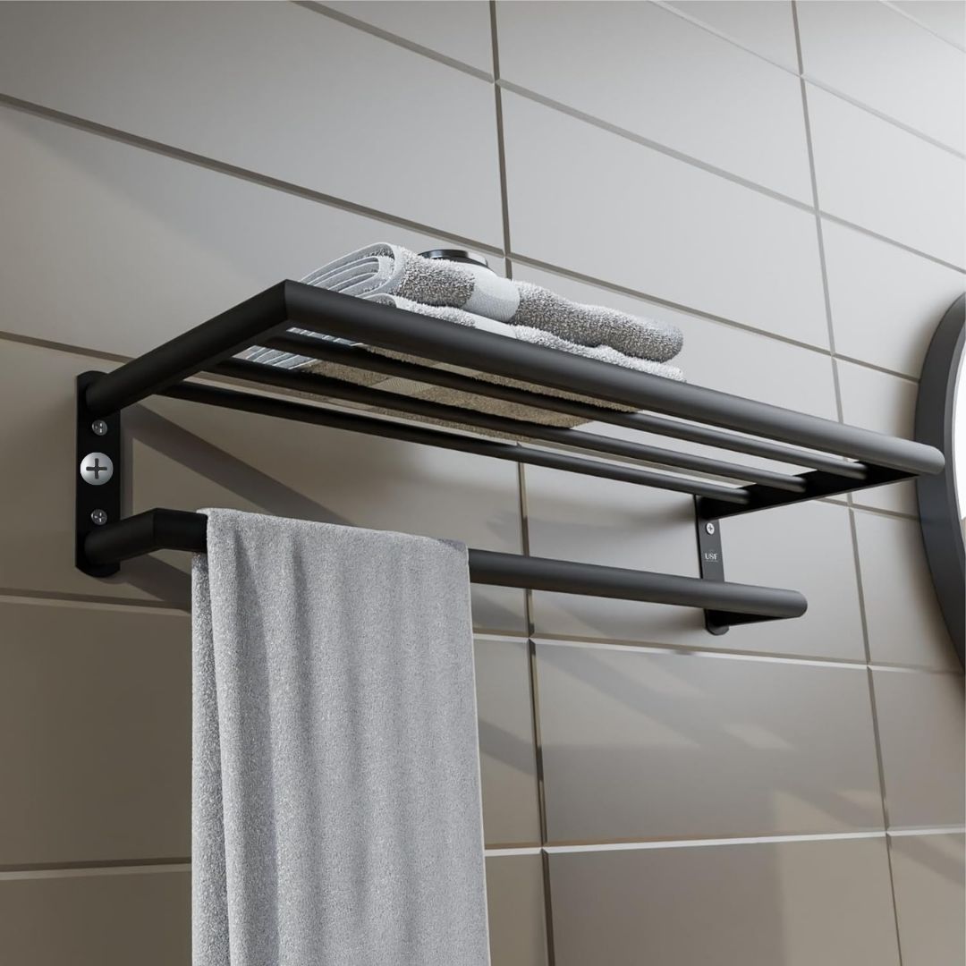 MTANK Hanger Stand for Towel & Clothes| Stylish Towel Rack for Bathroom| Floating Wall Rack for Bathroom Accessories|(Bathroom stand)