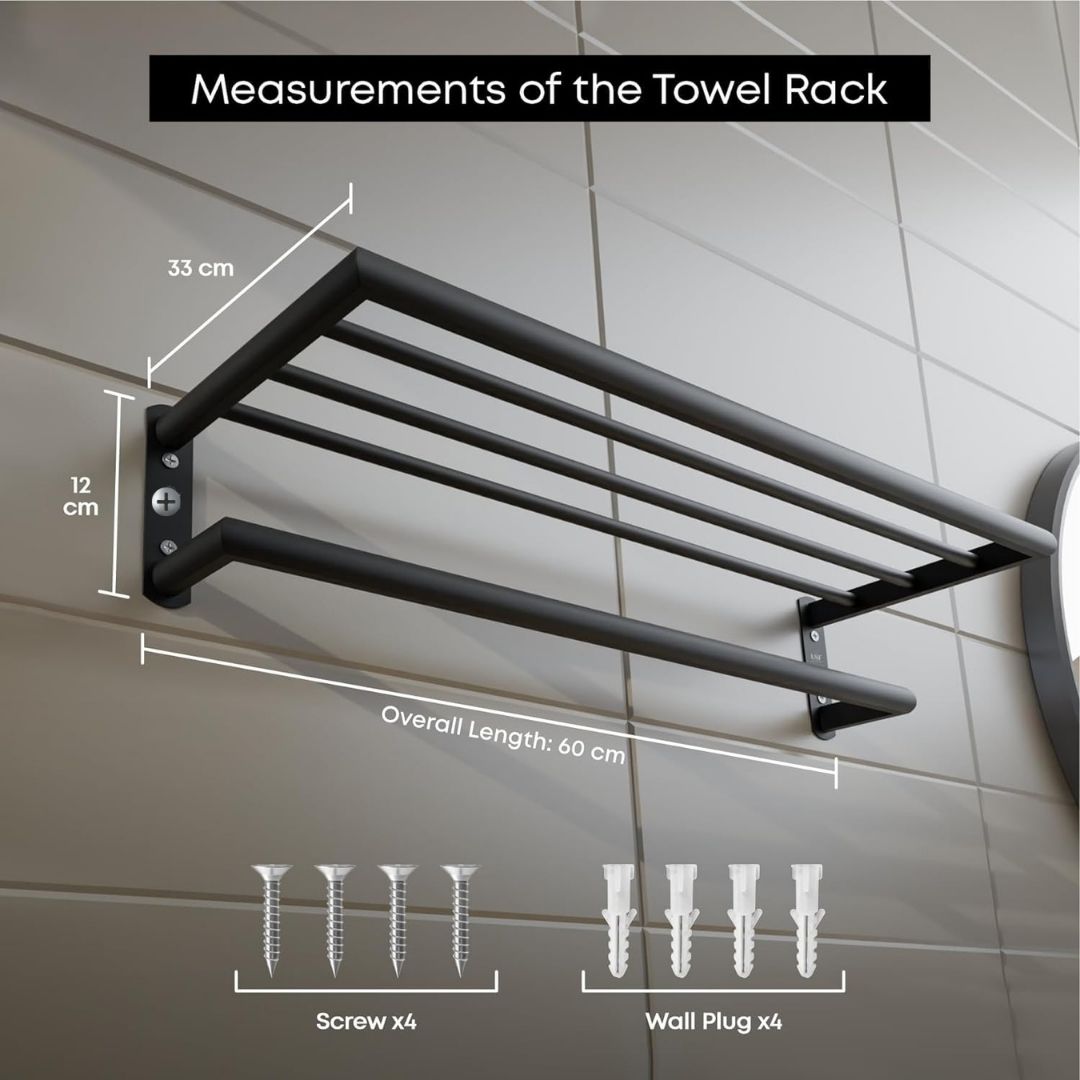 MTANK Hanger Stand for Towel & Clothes| Stylish Towel Rack for Bathroom| Floating Wall Rack for Bathroom Accessories|(Bathroom stand)