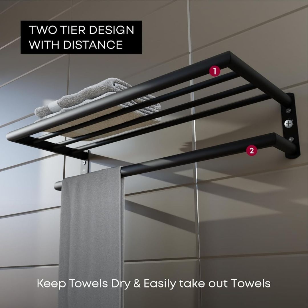 MTANK Hanger Stand for Towel & Clothes| Stylish Towel Rack for Bathroom| Floating Wall Rack for Bathroom Accessories|(Bathroom stand)