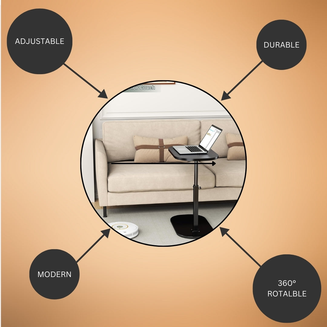 MTANK Adjustable Couch Side Table Stand | 360° Rotating C-Shaped Table | Top Moving Side Table| (NB)
