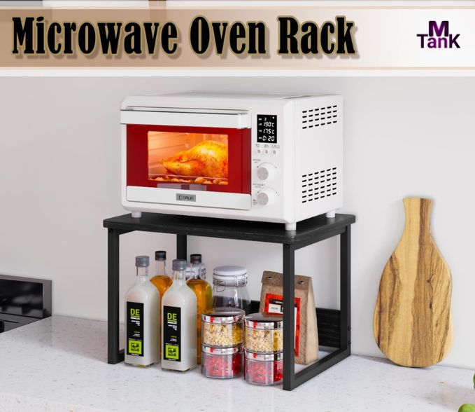MTANK Microwave Stand – Kitchen Spice Rack Organizer Jar Organizer Stand for Countertop for Toaster, Jars, Cookware & Utensils|