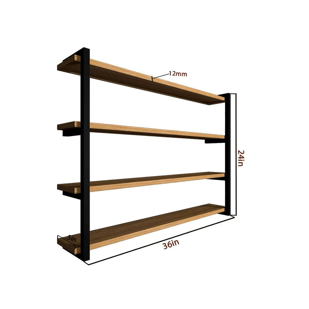 MTANK Wooden Floating Wall Shelf For Kitchen| Contemporary Design| Rustic Wood Wall Shelf Set Of 4 Tier| (Wall shelf-4)