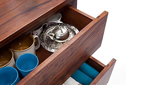 MTANK Solid Sheesham Wood Sideboard Cabinet| Chest of Drawers with 3 Drawer with Storage| Luxury Multipurpose Storage Cabinet| (Teak Finish)