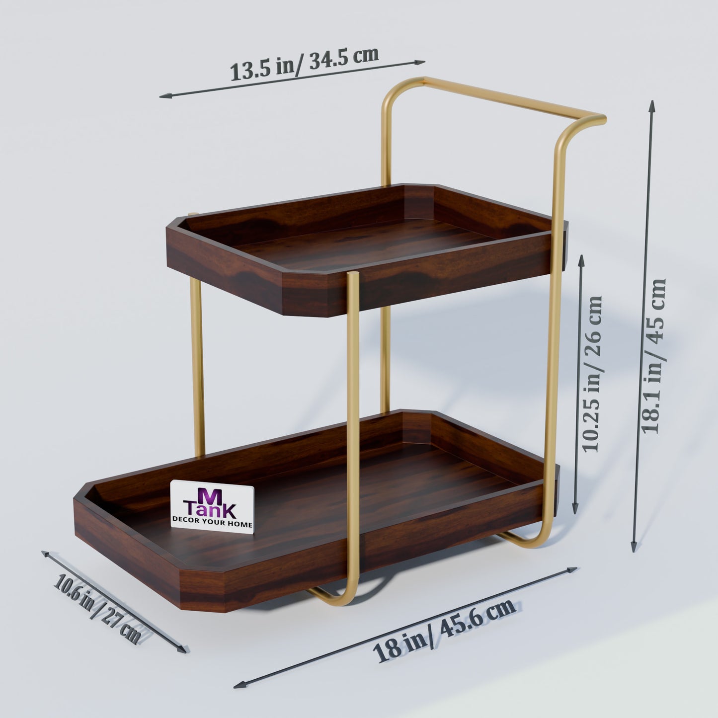 MTANK Wooden Walnut Finish Serving Trolly| Modern Kitchen Storage Cart| Serve Tea, Coffee & Food| (Trolly-W)
