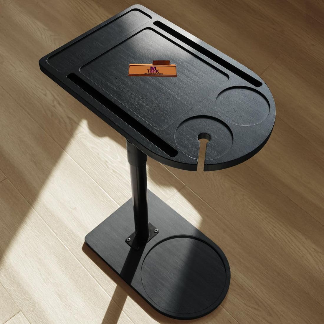 MTANK Couch Side Table| 360° Moving C-Shaped End Table| Slides Under Couch & Bed| (CNC)