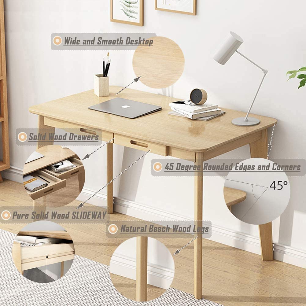 MTANK Solid Sheesham Wood Writing Desk | Laptop Computer Work Study Table with Drawer| (2 Daraj)