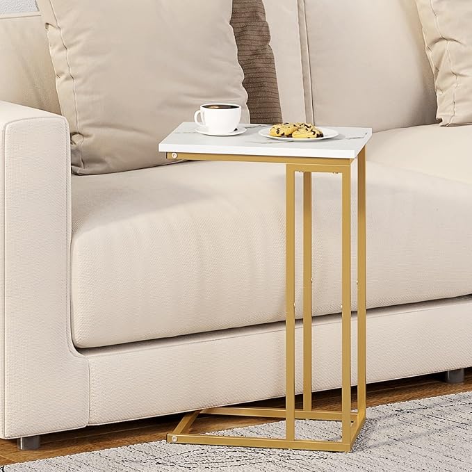MTANK C-Shape End Table| Luxury Golden Finish Sofa Side Couch Side Table for Living Room| (WST-1)