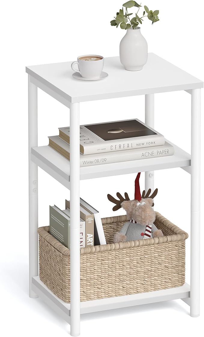 MTANK 3-Tier White Side End Table for Living Room| Night Stand End Table for Home, Office| (WST-3)