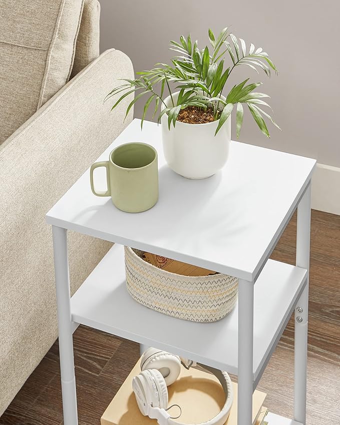 MTANK 3-Tier White Side End Table for Living Room| Night Stand End Table for Home, Office| (WST-3)