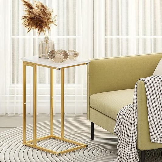 MTANK C-Shape End Table| Luxury Golden Finish Sofa Side Couch Side Table for Living Room| (WST-1)