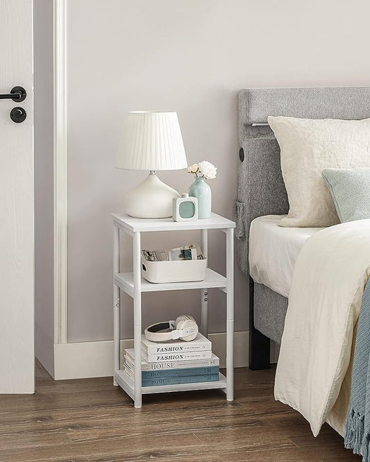 MTANK 3-Tier White Side End Table for Living Room| Night Stand End Table for Home, Office| (WST-3)
