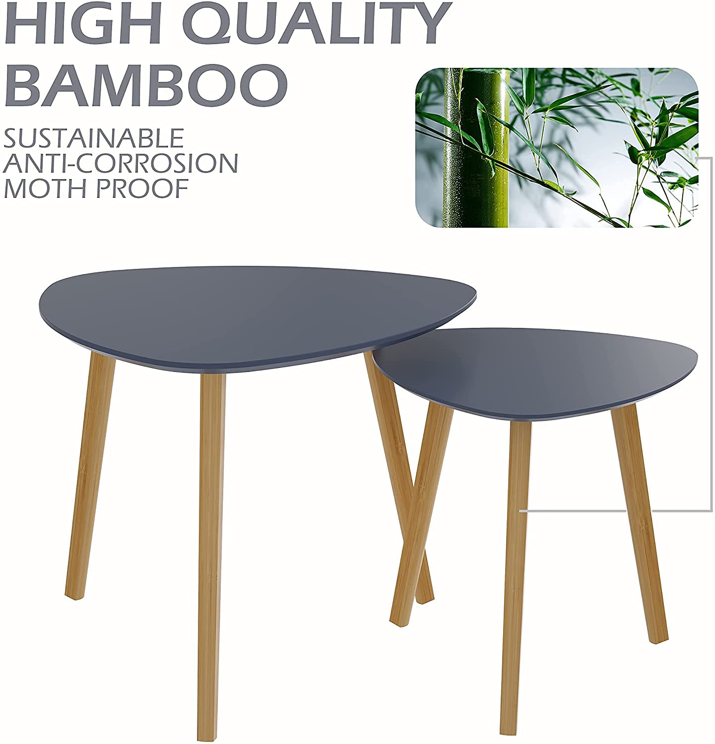 MTANK Nesting Coffee End Table | Modern Decor Side Wood Table for Home and Office | Triangle Nesting Coffee Table Set Of 2 | (GG)