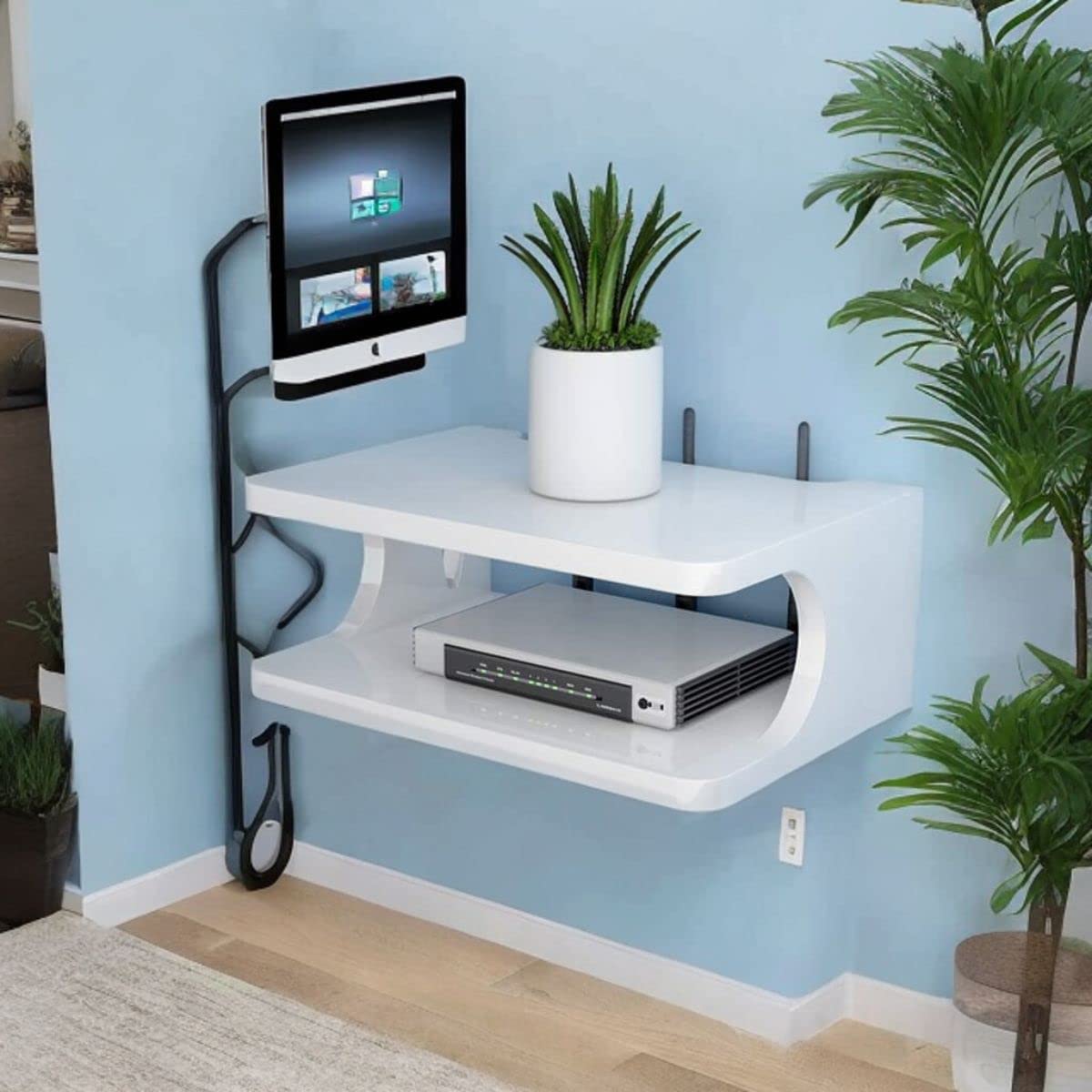 MTANK Wooden Set top Box Wall Stand | Wi-Fi Router Holder| Tv Shelf Wall Mount for Home Office| (TV box)