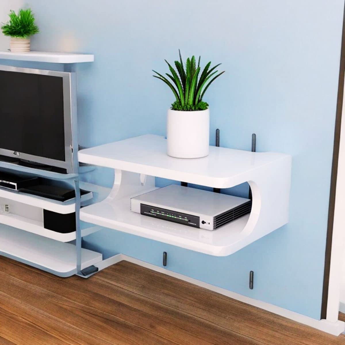 MTANK Wooden Set top Box Wall Stand | Wi-Fi Router Holder| Tv Shelf Wall Mount for Home Office| (TV box)