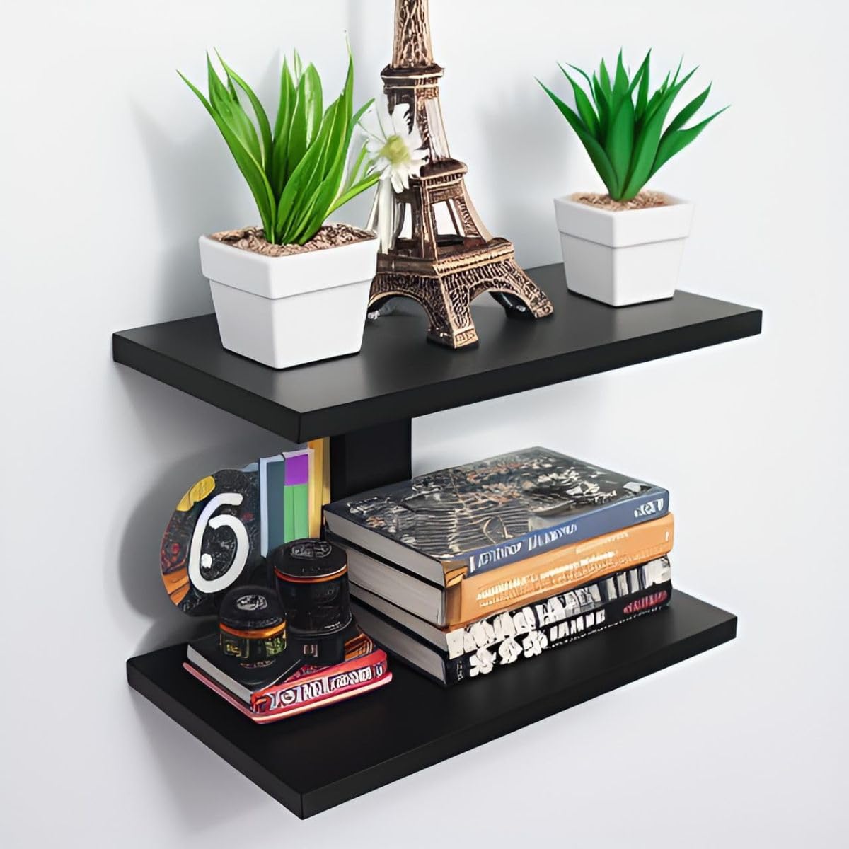 MTANK Wooden Wall Hanging Shelf | Wall Mount TV Unit Rack For Living Room | Rack Setup Box Stand For Home| (I-wall)