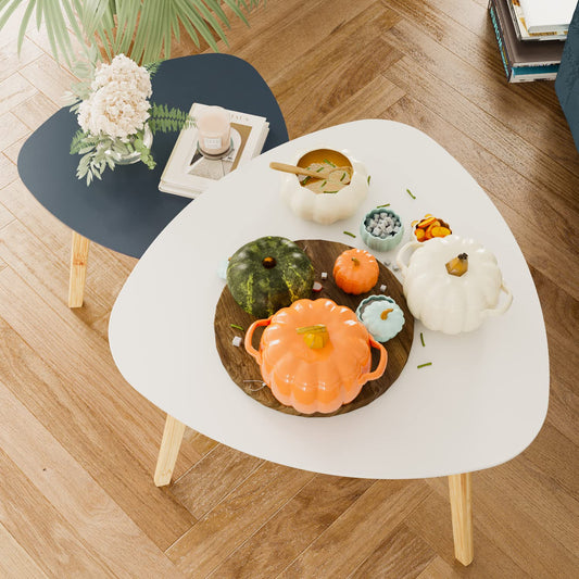 MTANK Wooden Coffee Table | Triangle Nesting  End Table With Bamboo For Living Room | Modern Coffee Table For Office and Home| (WG)