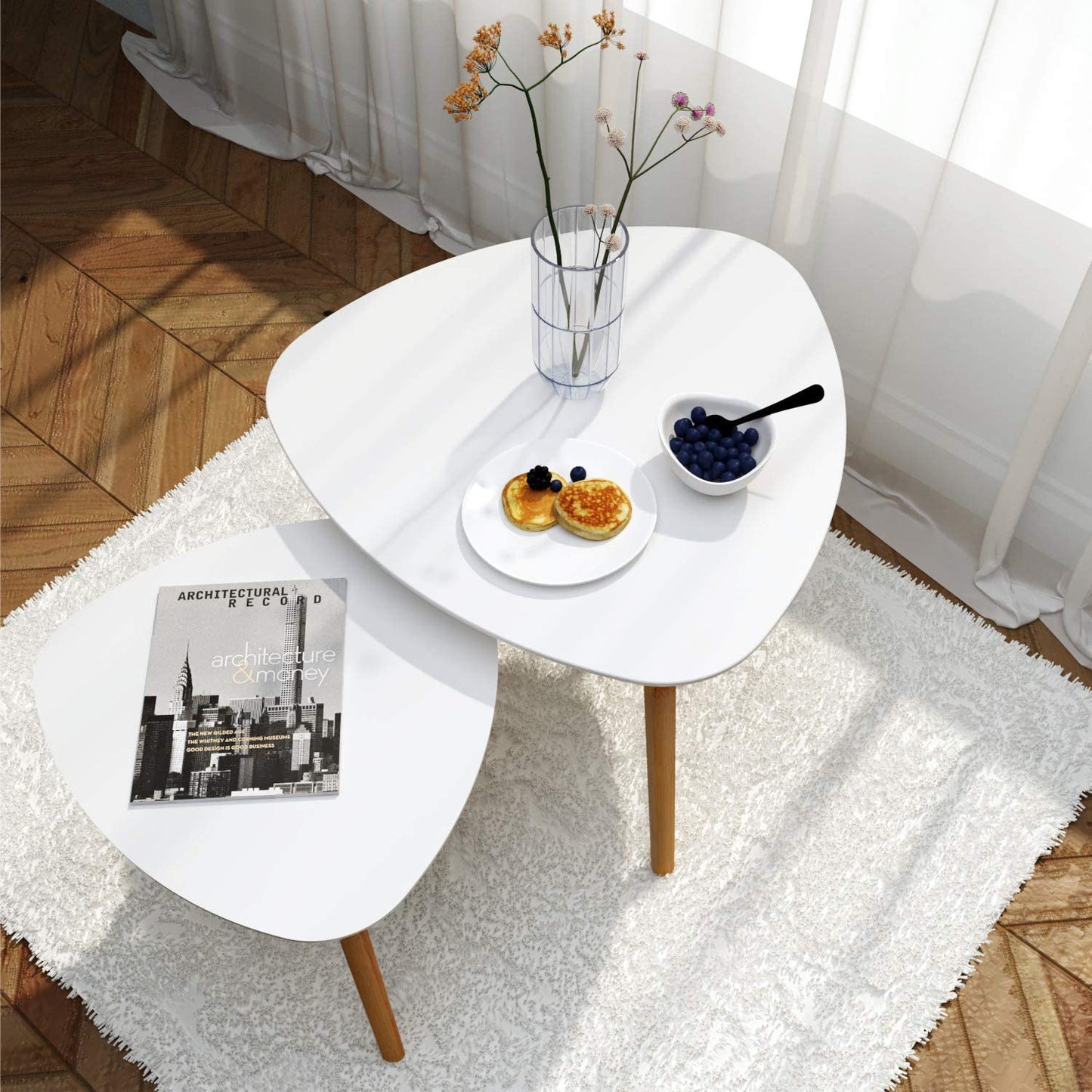 MTANK Nesting Coffee Table| Modern Side Table for Home and Office| Triangle Coffee Table Set Of 2 | (WW)