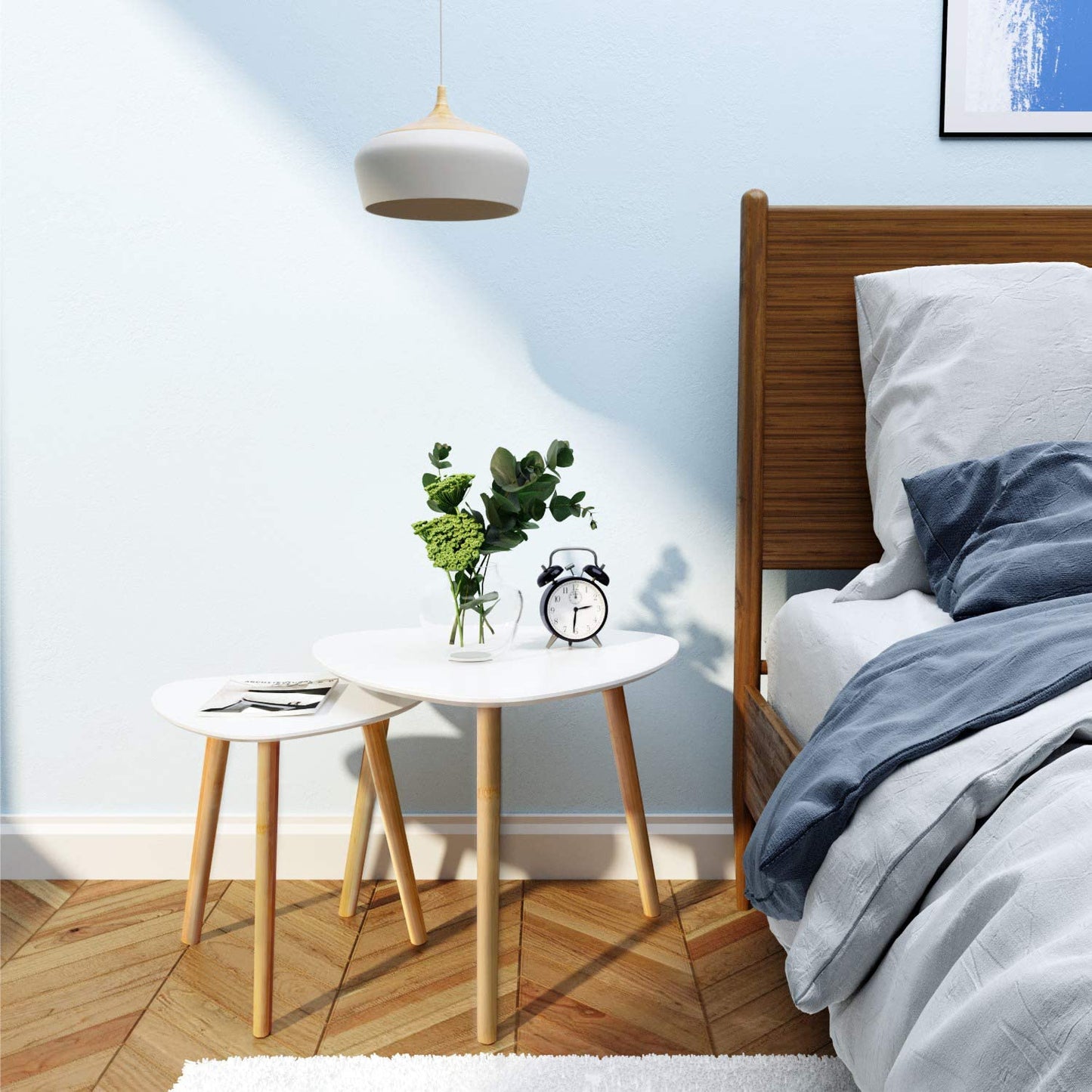 MTANK Nesting Coffee Table| Modern Side Table for Home and Office| Triangle Coffee Table Set Of 2 | (WW)