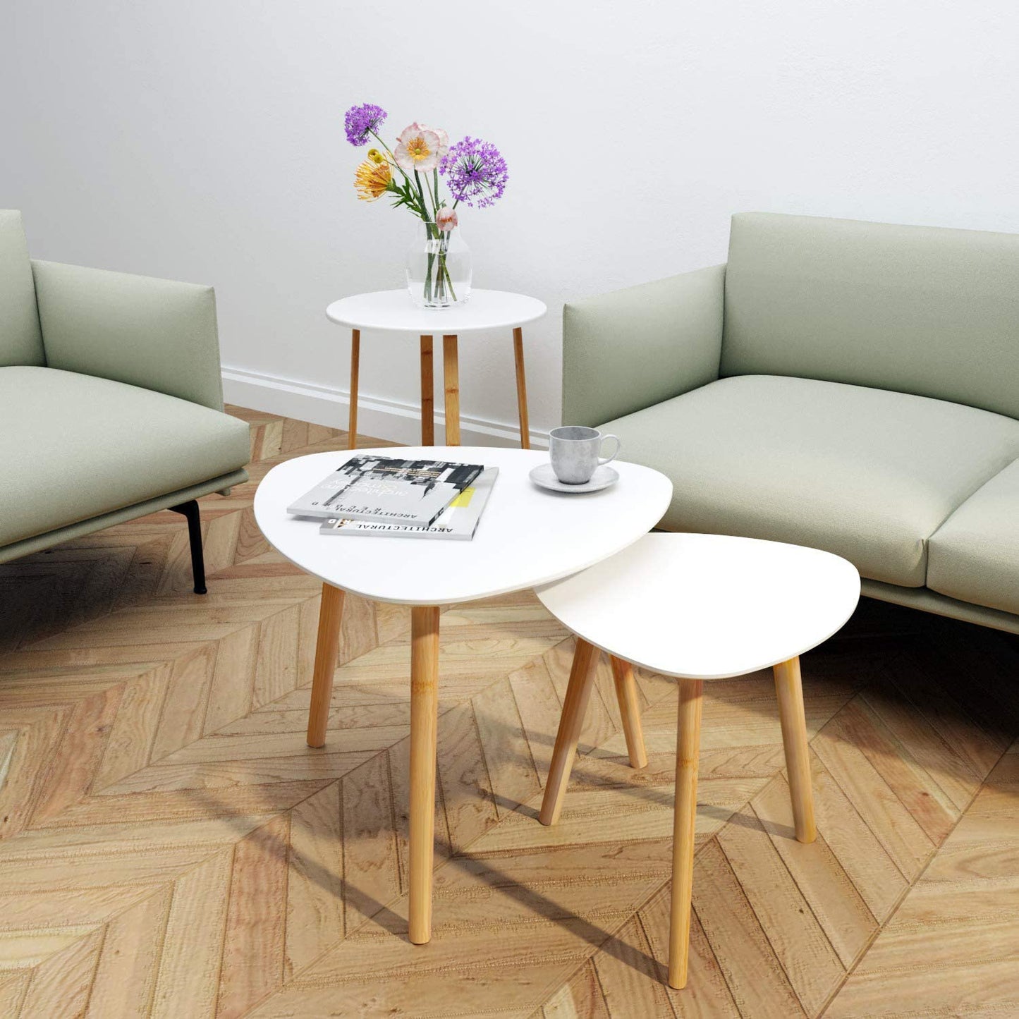 MTANK Nesting Coffee Table| Modern Side Table for Home and Office| Triangle Coffee Table Set Of 2 | (WW)