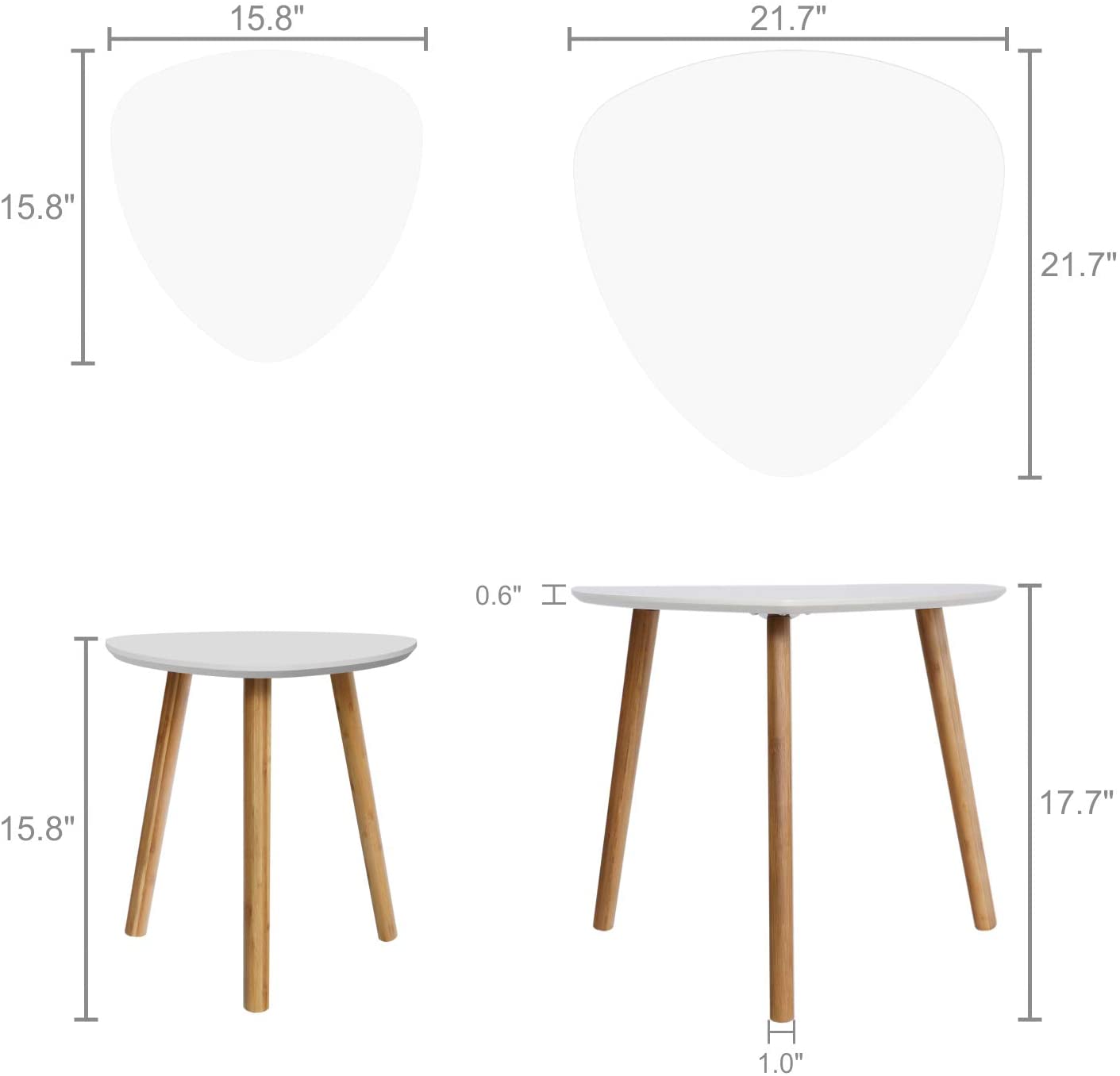 MTANK Nesting Coffee Table| Modern Side Table for Home and Office| Triangle Coffee Table Set Of 2 | (WW)