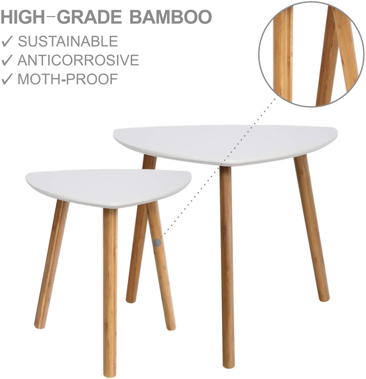 MTANK Nesting Coffee Table| Modern Side Table for Home and Office| Triangle Coffee Table Set Of 2 | (WW)